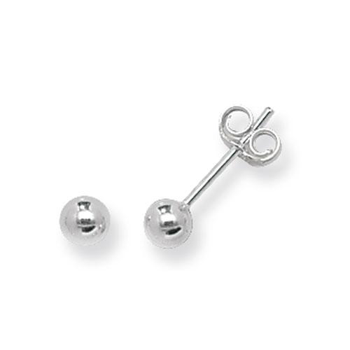 Silver 4 mm Plain Ball Stud Earrings Earrings Treasure House Limited 