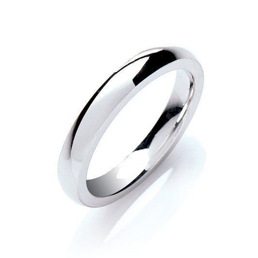 Silver 3mm Court Shape Plain Band Rings Hanron J 