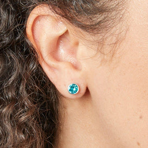 Silver Blue Crystal Stud Earrings Earrings Gecko 