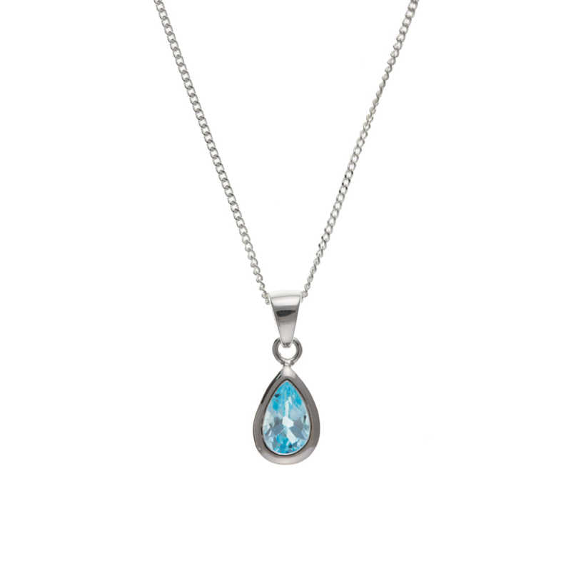 Silver and Blue Topaz Teardrop Pendant Necklaces & Pendants Ian Dunford 