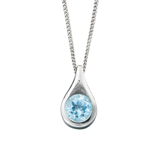 Silver Teardrop Pendant with Blue Topaz Necklaces & Pendants Gecko 