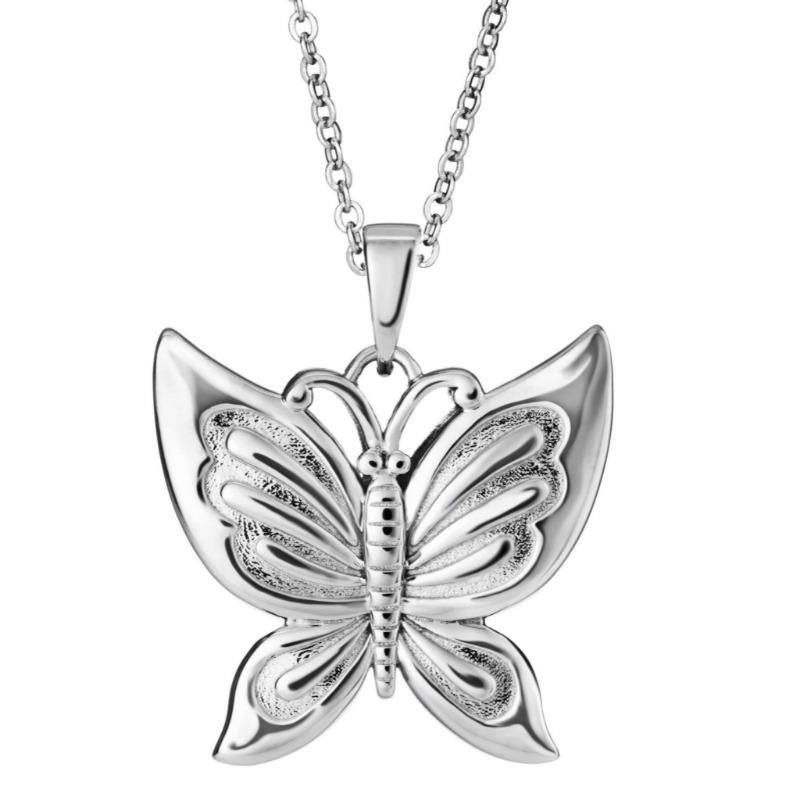 Silver Butterfly Memorial Ashes Pendant (Self-Fill) Memorial EverWith 
