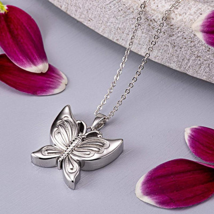Silver Butterfly Memorial Ashes Pendant (Self-Fill) Memorial EverWith