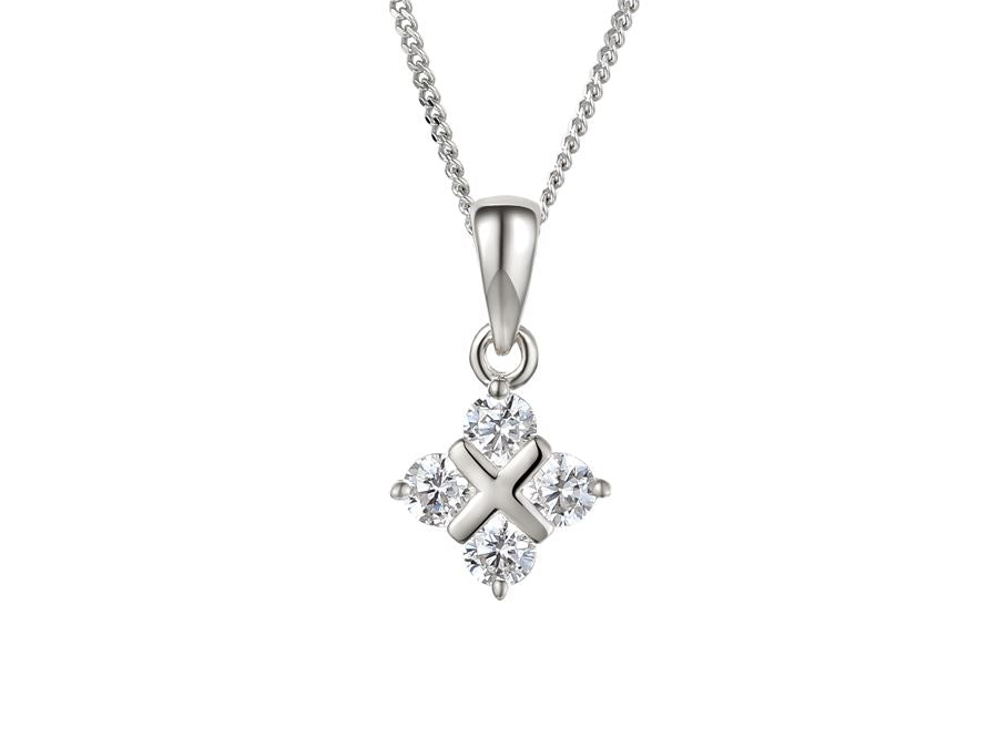 Silver CZ Checkerboard Pendant Carathea