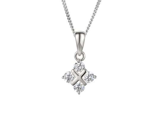 Silver CZ Checkerboard Pendant Carathea 