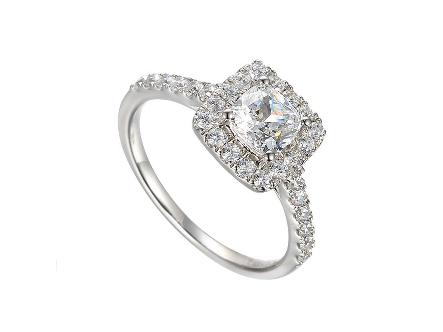 Silver Cushion Cut CZ Halo Cluster Ring Rings AMORE K 1/2 