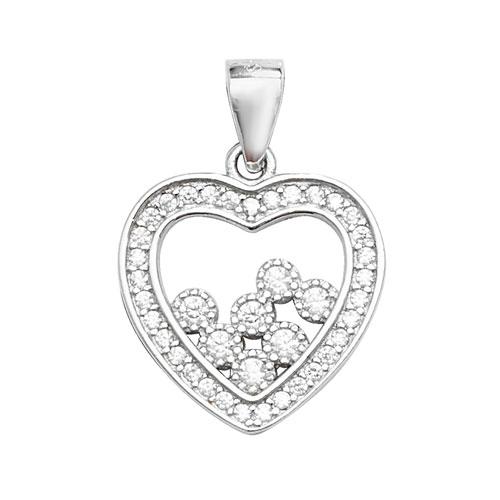 Silver CZ Heart Pendant Jewellery Carathea