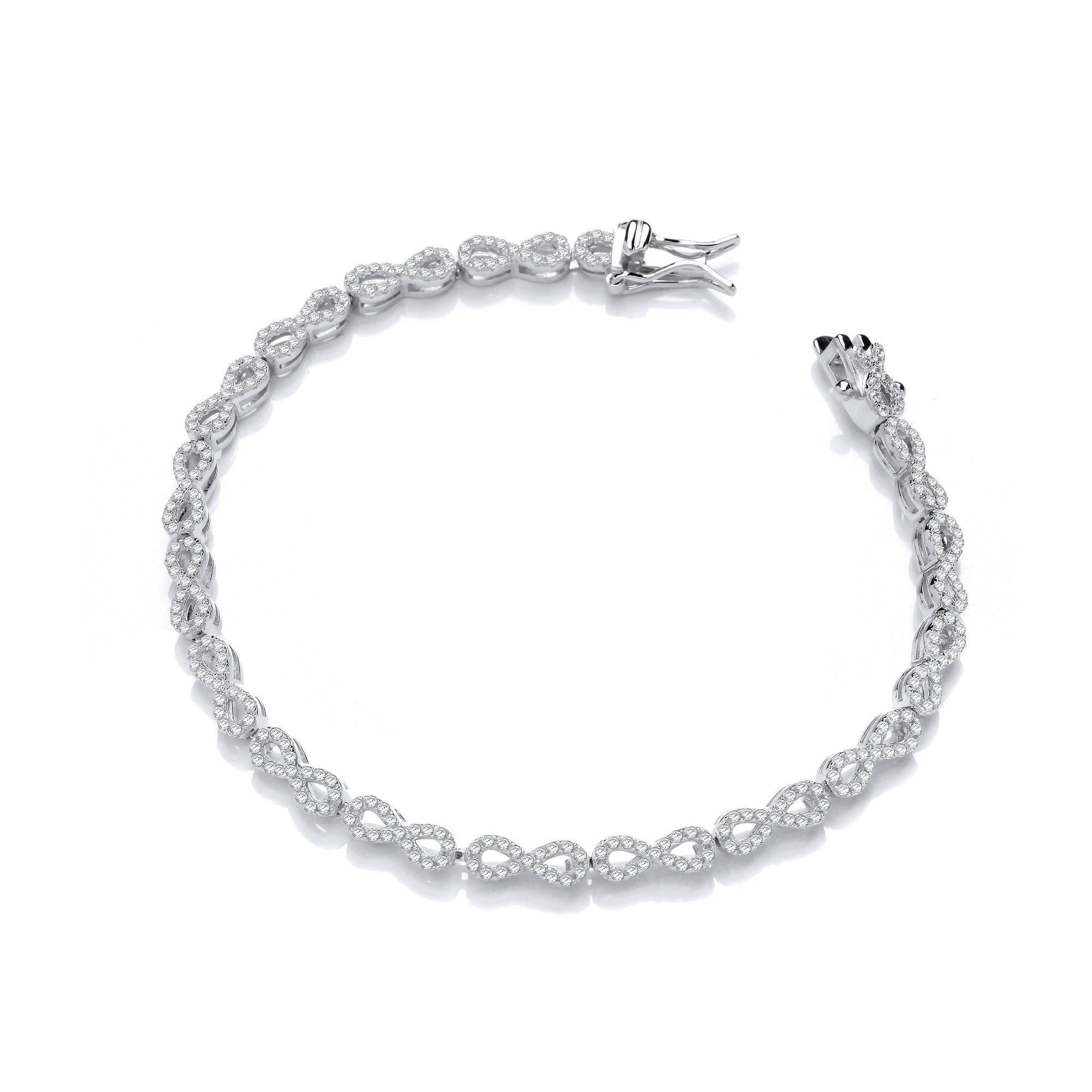 Silver and Cubic Zirconia Infinity Bracelet Bracelets & Bangles Hanron 