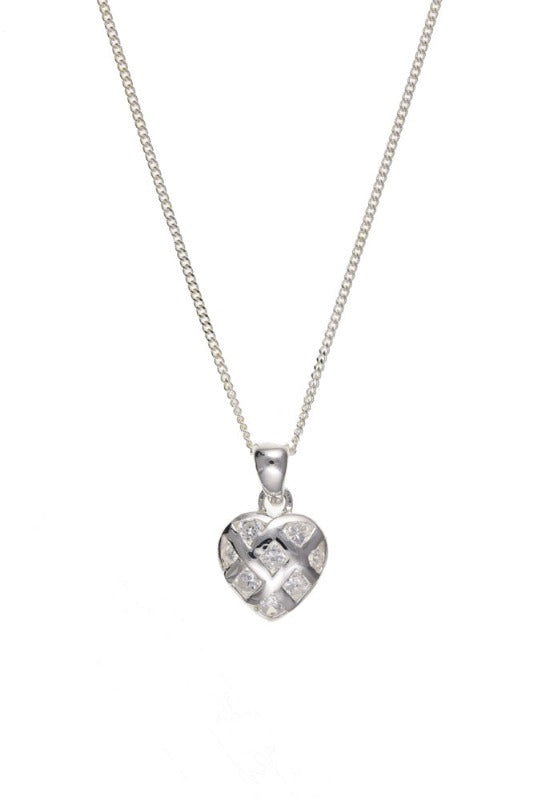 Silver and CZ Lattice Heart Pendant Ian Dunford