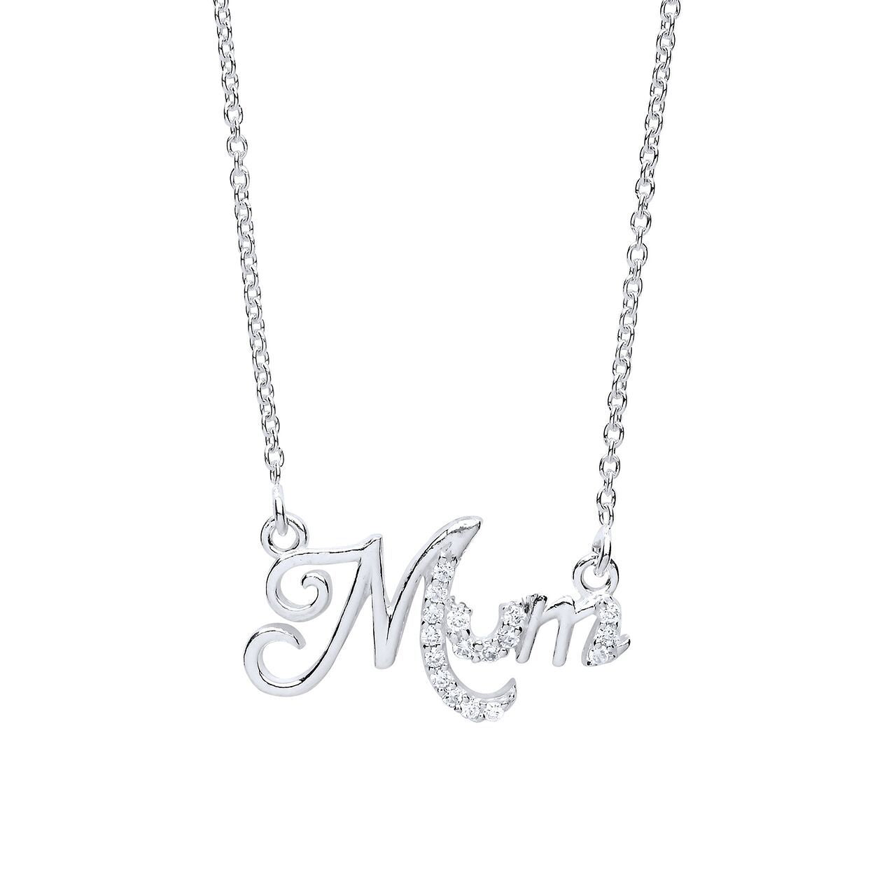 Silver Mum Necklace with Cubic Zirconia's Jewellery Ian Dunford 