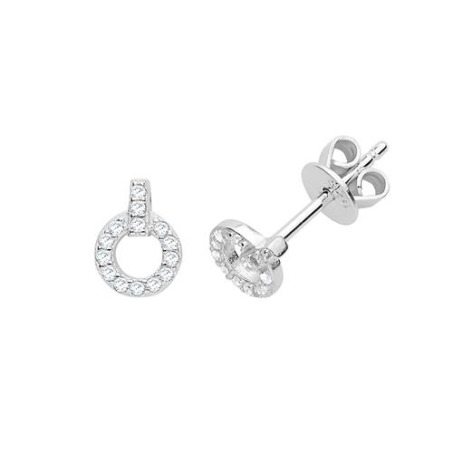 Silver and CZ Open Circle Stud Earrings Jewellery Treasure House Limited 