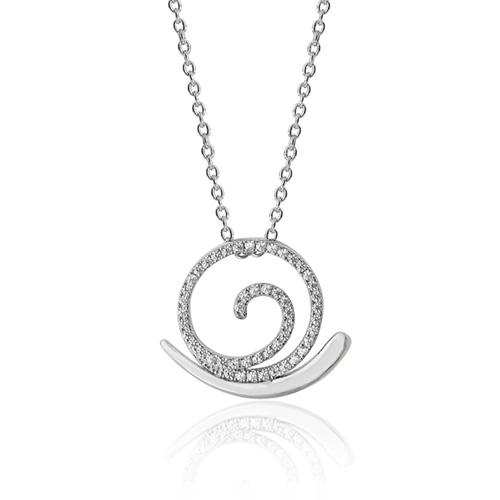Silver and CZ Open Snail Necklace Necklaces & Pendants Treasure House Limited 