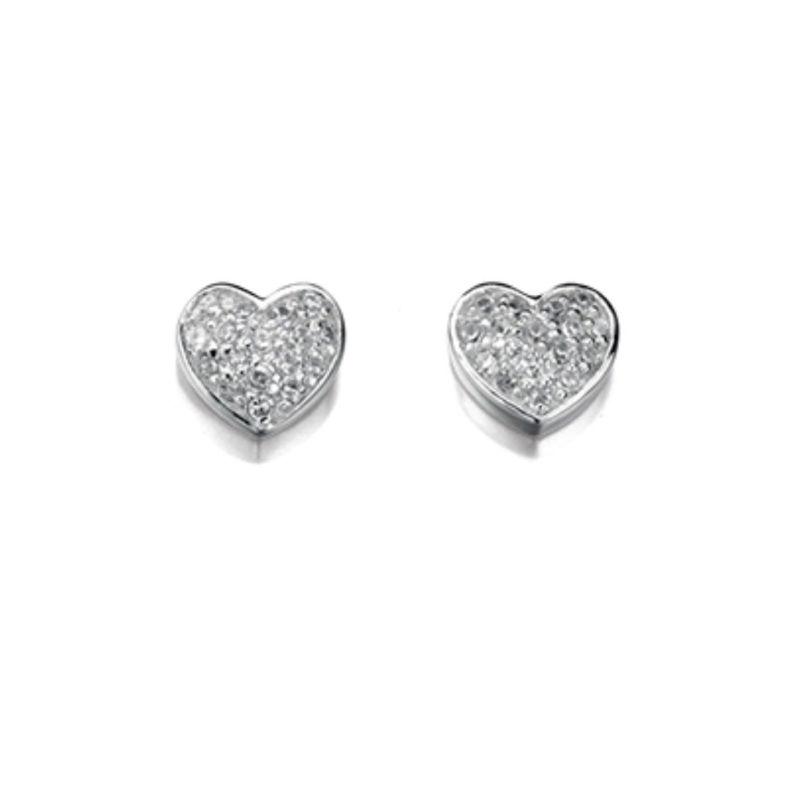 CZ Pave Heart Stud Earrings - Carathea