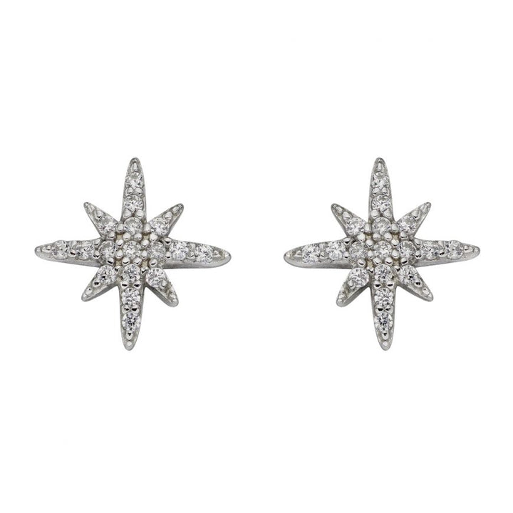 Silver Starburst Stud Earrings with Cubic Zirconia's Earrings Gecko