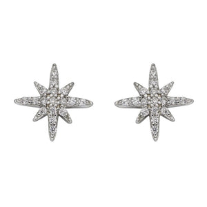 Silver Starburst Stud Earrings with Cubic Zirconia's Earrings Gecko 