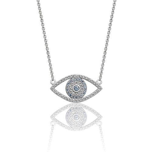 Silver and Cubic Zirconia Evil Eye Necklace Necklaces & Pendants Treasure House Limited 