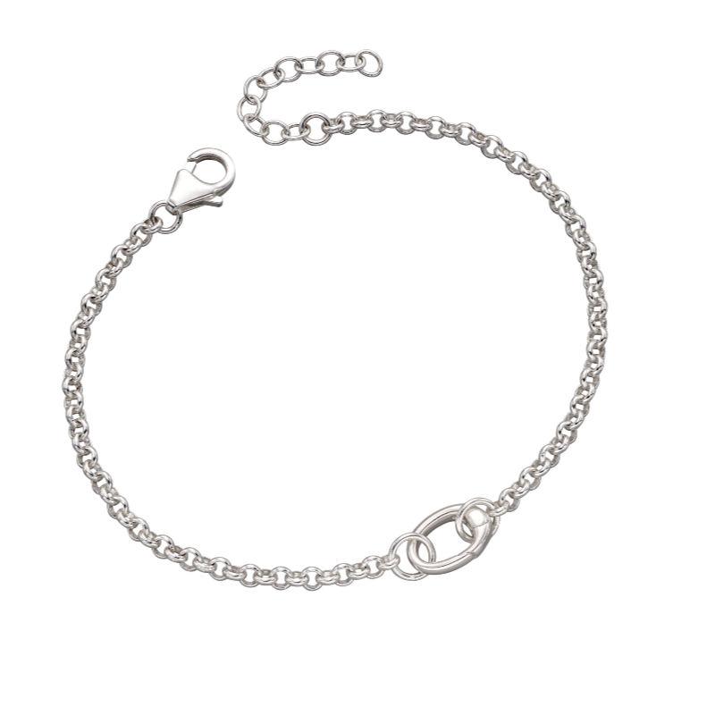 Silver Charm Bracelet with 1-Clip Carrier Jewellery Gecko 
