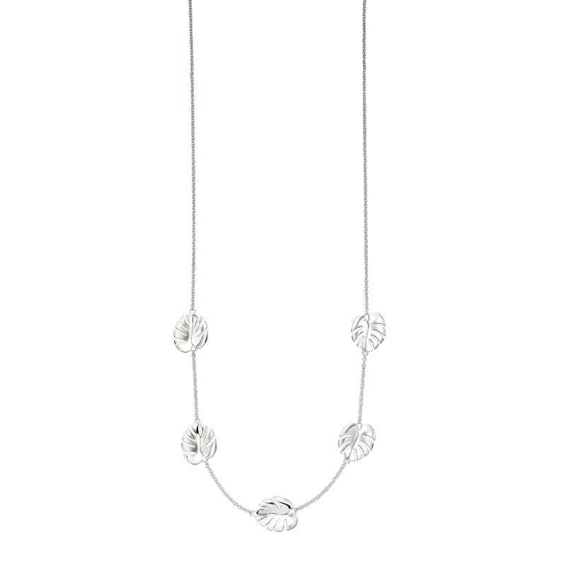 Silver Cheese Plant Leaf Necklace Jewellery Gecko