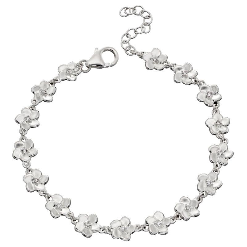 Silver Cherry Blossom Flower Bracelet with CZ Jewellery Carathea 