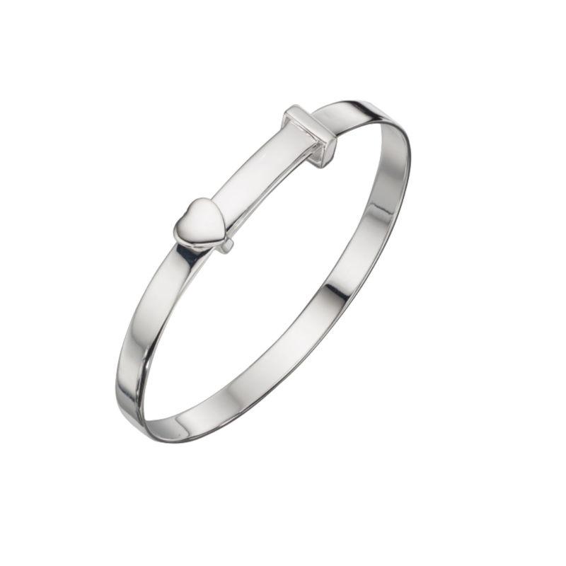 Silver Childs Heart Christening Bangle Jewellery Carathea