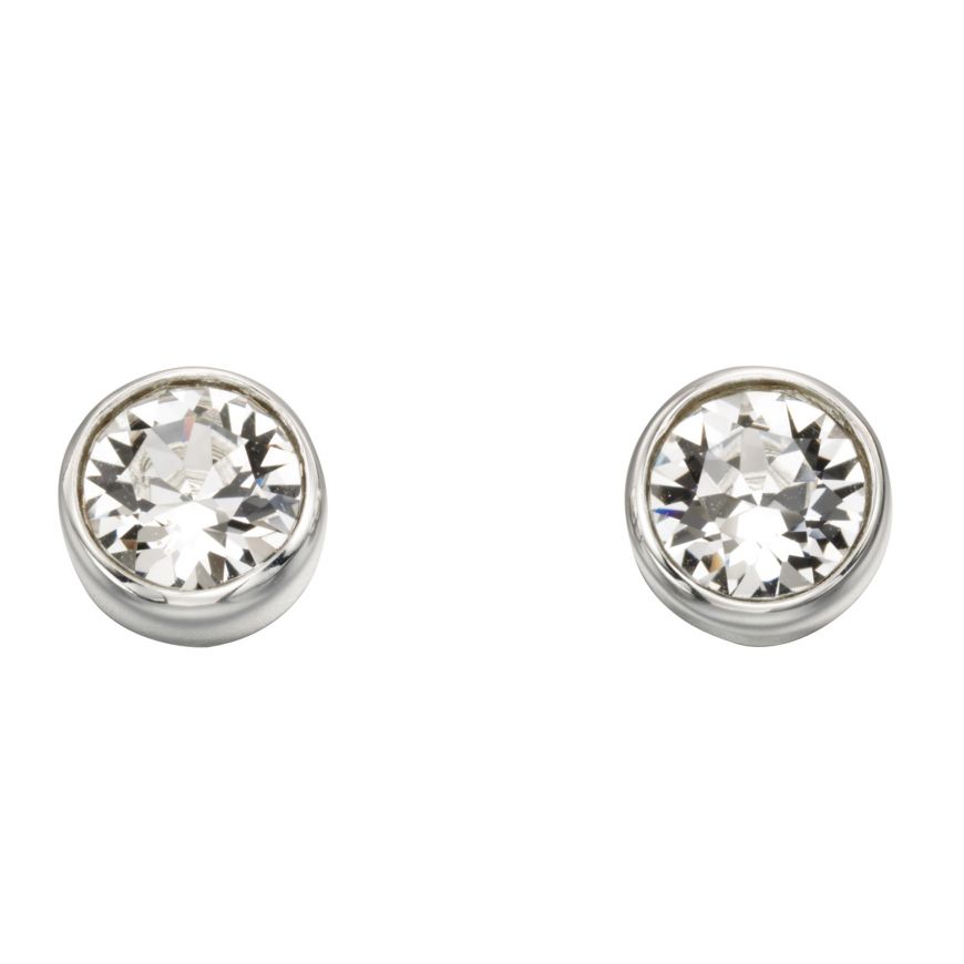 Silver Clear Crystal Stud Earrings Earrings