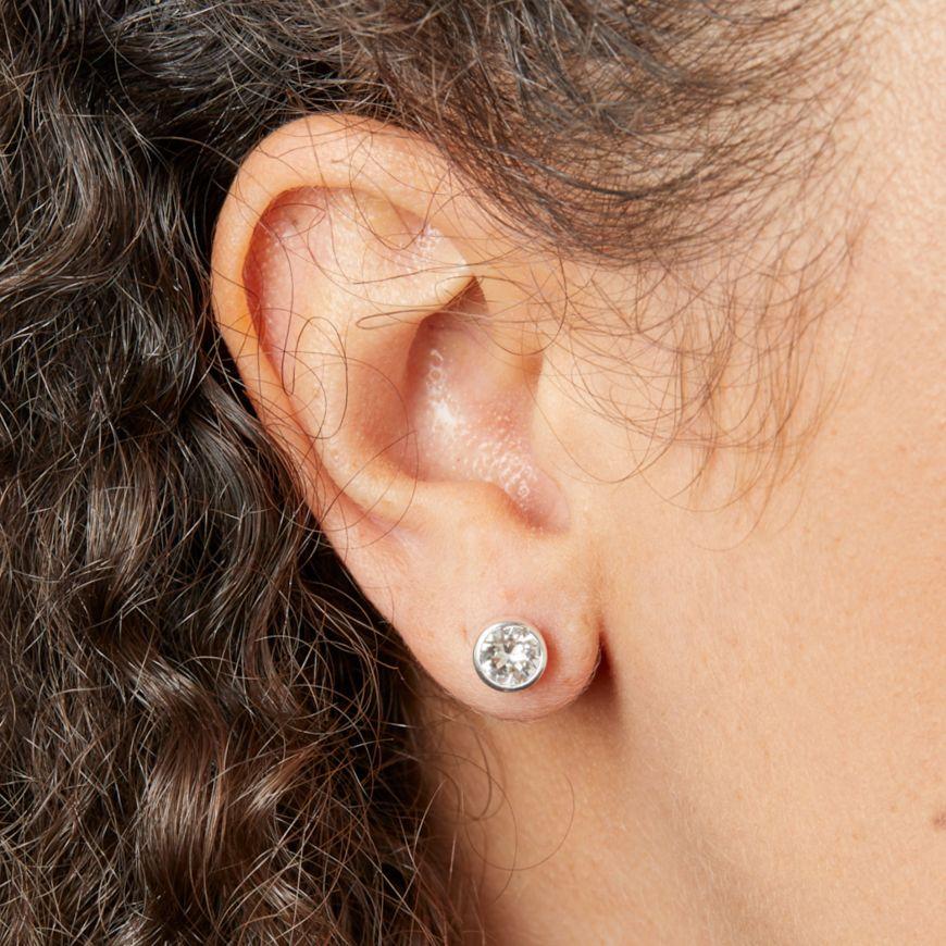 Silver Clear Crystal Stud Earrings Earrings