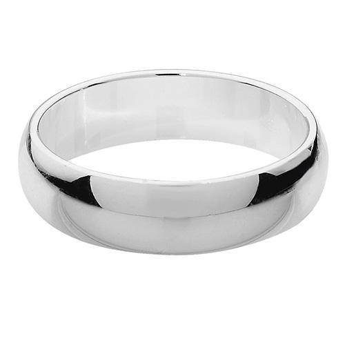 Silver D Shape Wedding Band Ring for Men Jewellery Treasure House Limited M 