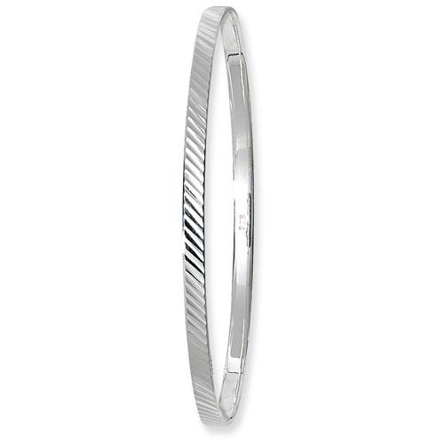 Silver Diagonal Diamond Cut Ladies Bangle Jewellery Treasure House Limited