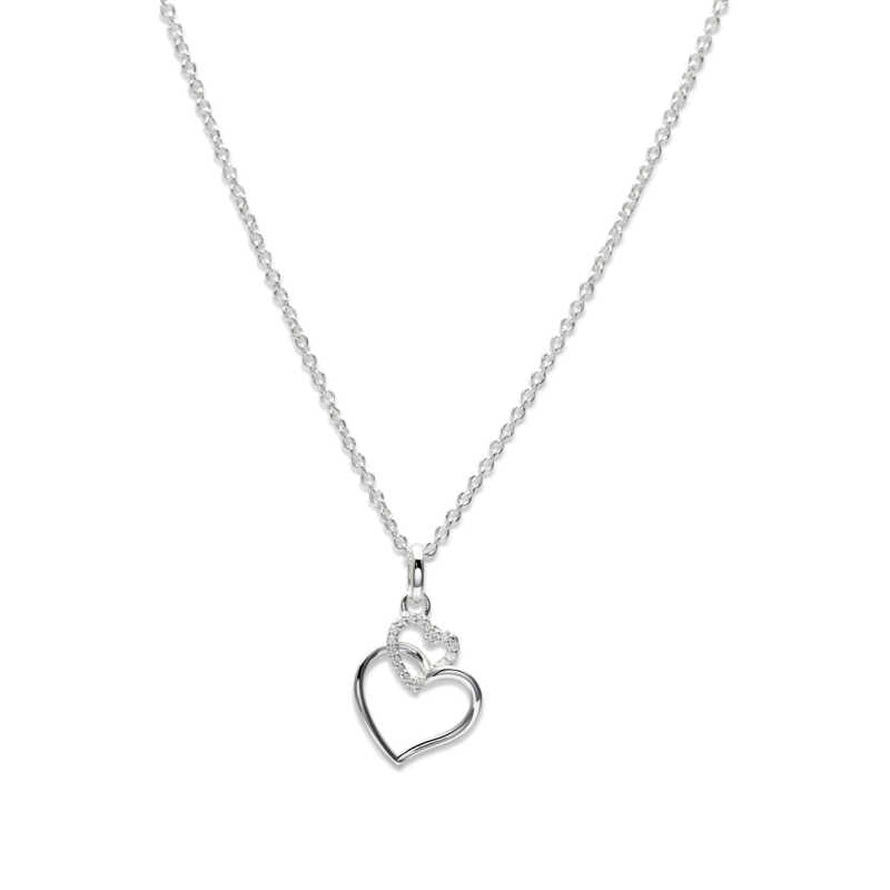 Silver Double Heart Pendant with Cubic Zirconia Necklaces & Pendants Unique
