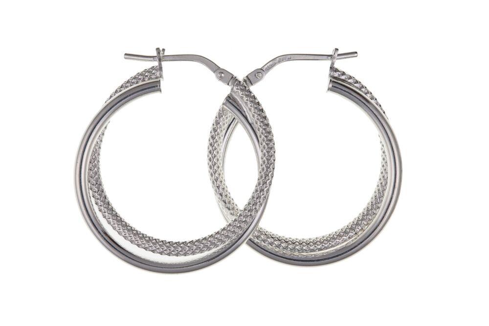 Silver Double Hoop Creole Earrings Jewellery Ian Dunford