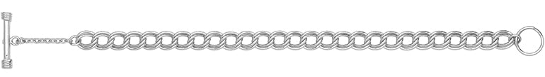 Silver Double Curb Link Bracelet with T-Bar Bracelets Treasure House Limited