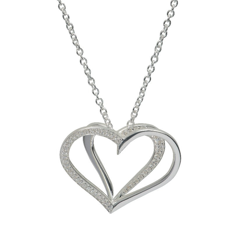Silver Staggered Heart Pendant with CZ Necklaces & Pendants Unique 