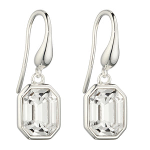 Silver Drop Earrings With Asscher Cut Crystal Earrings Gecko 