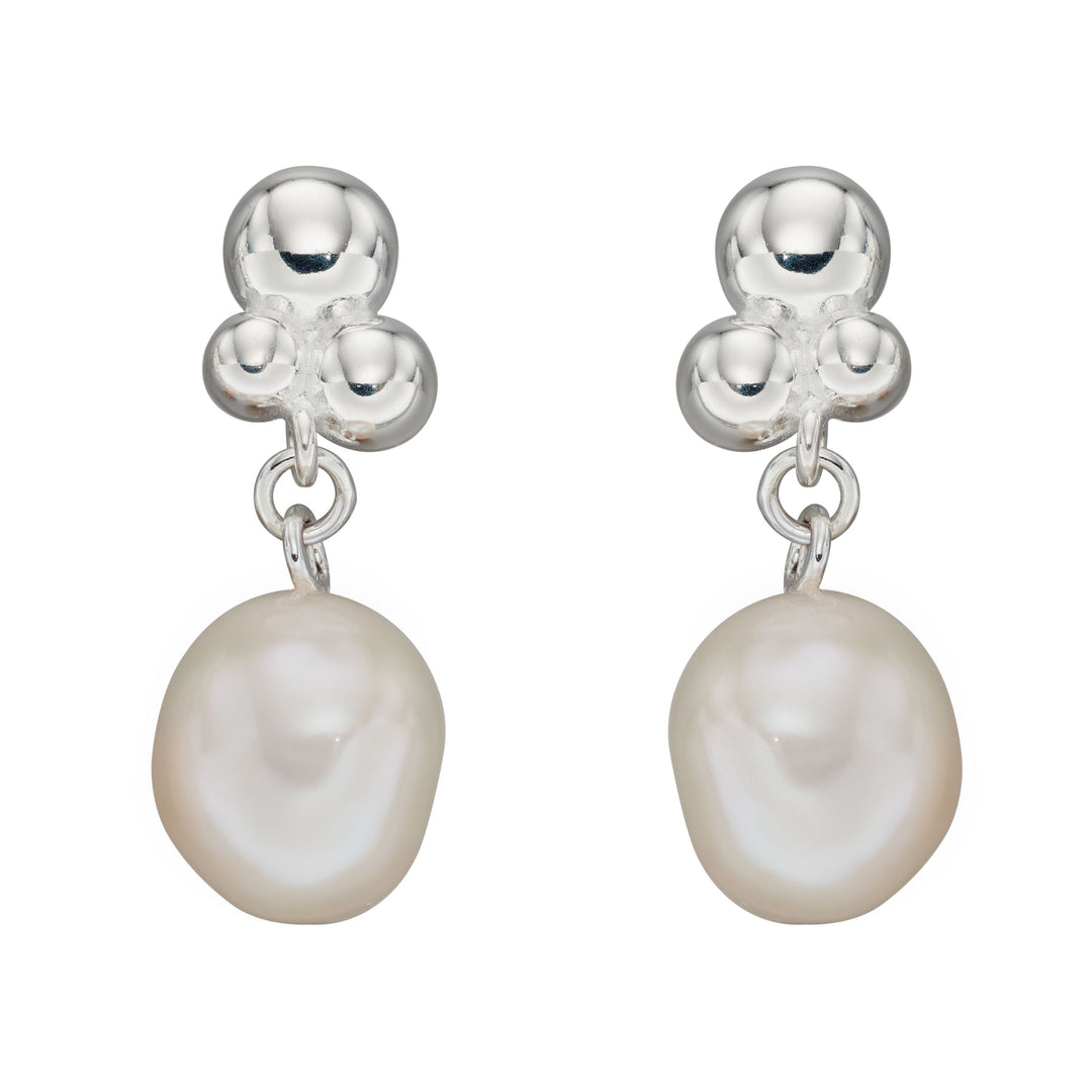 Silver Drop Earrings with Freshwater Baroque Pearl Bubble Earrings Gecko