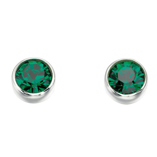 Silver Emerald Crystal Stud Earrings Earrings Gecko 