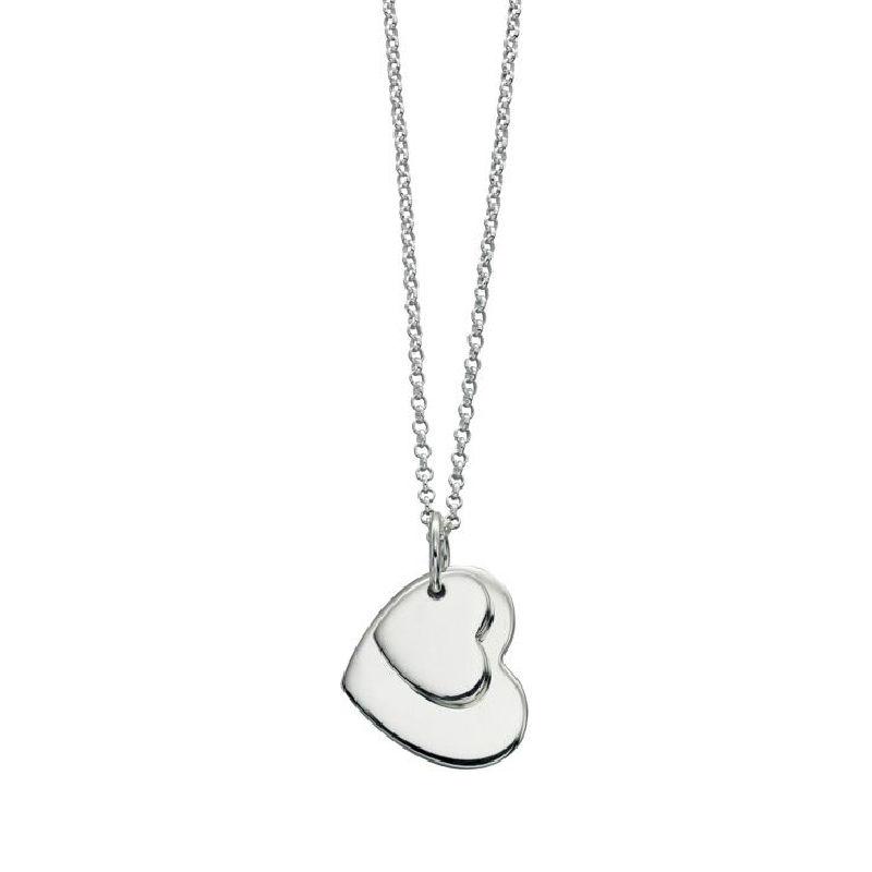 Silver Double Polished Heart Pendant - Can be Engraved Jewellery Gecko