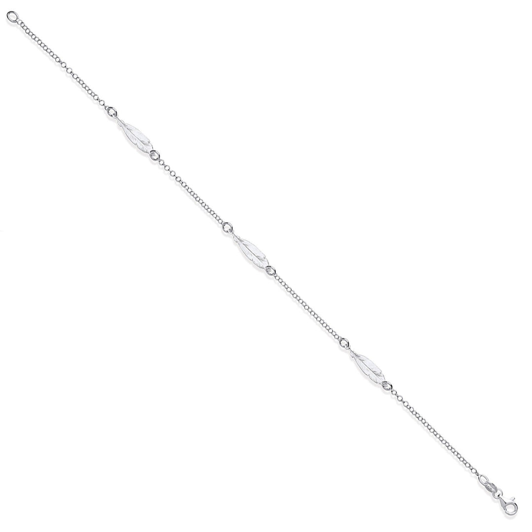 Silver Feather Anklet Anklet Hanron