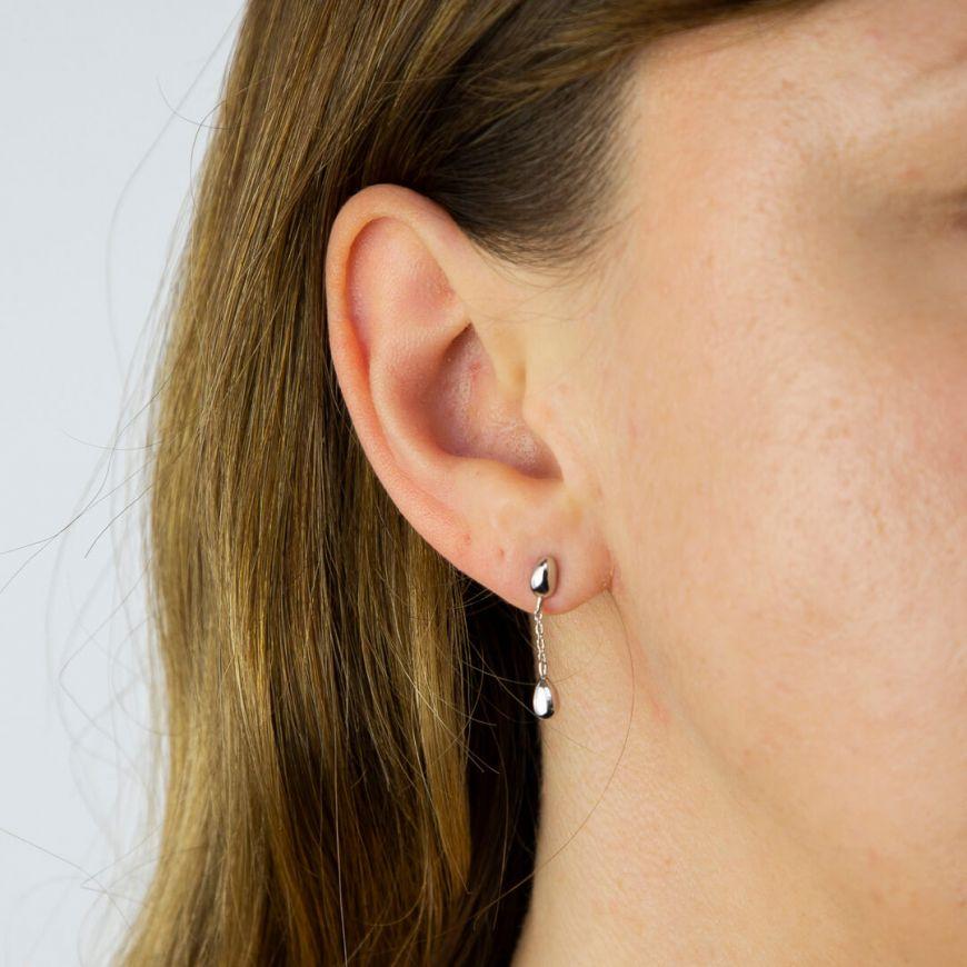 Silver Drop Flower Bud Earrings Earrings Gecko