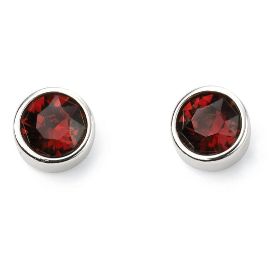 Silver Garnet Crystal Stud Earrings Earrings Gecko 