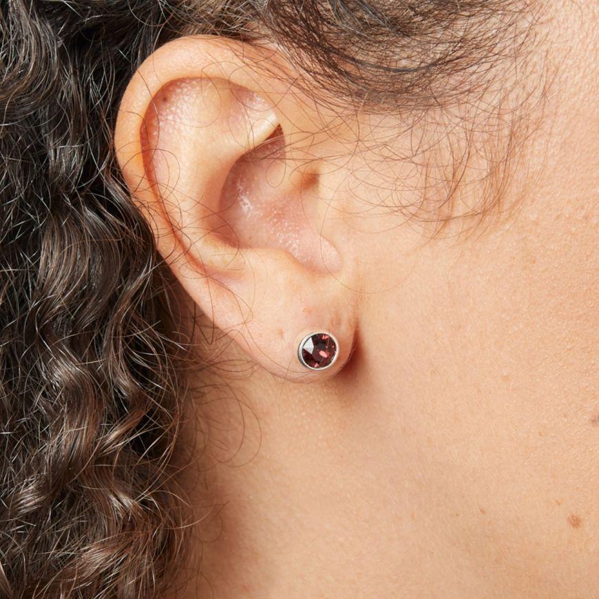 Silver Garnet Crystal Stud Earrings Earrings Gecko 