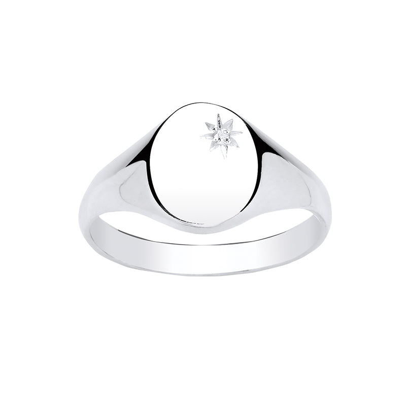 Men's Silver Signet Ring with Diamond Men's Rings Carathea