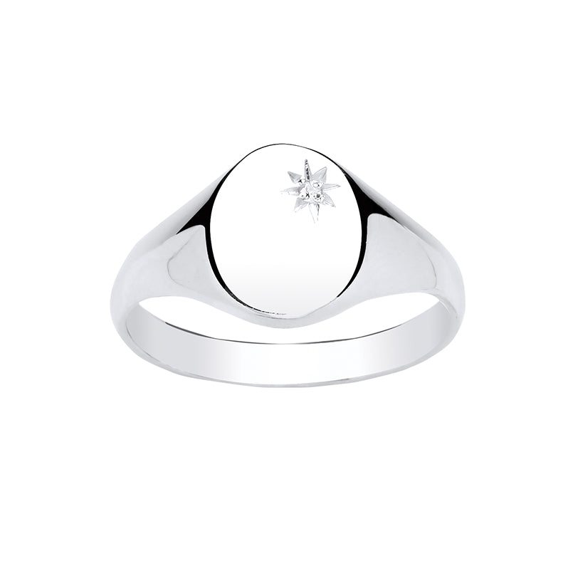 Men's Silver Signet Ring with Diamond Men's Rings Carathea