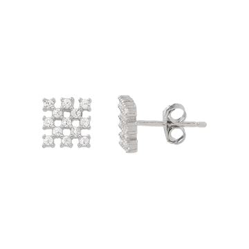 Silver Cubic Zirconia Square Stud Earrings Jewellery Amazing Jewelry 