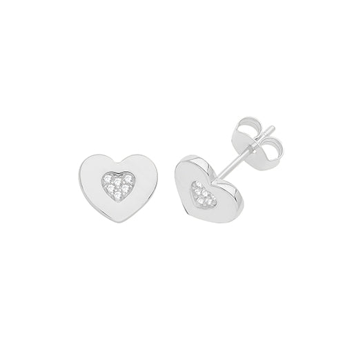 Silver Rhodium Plated CZ Heart