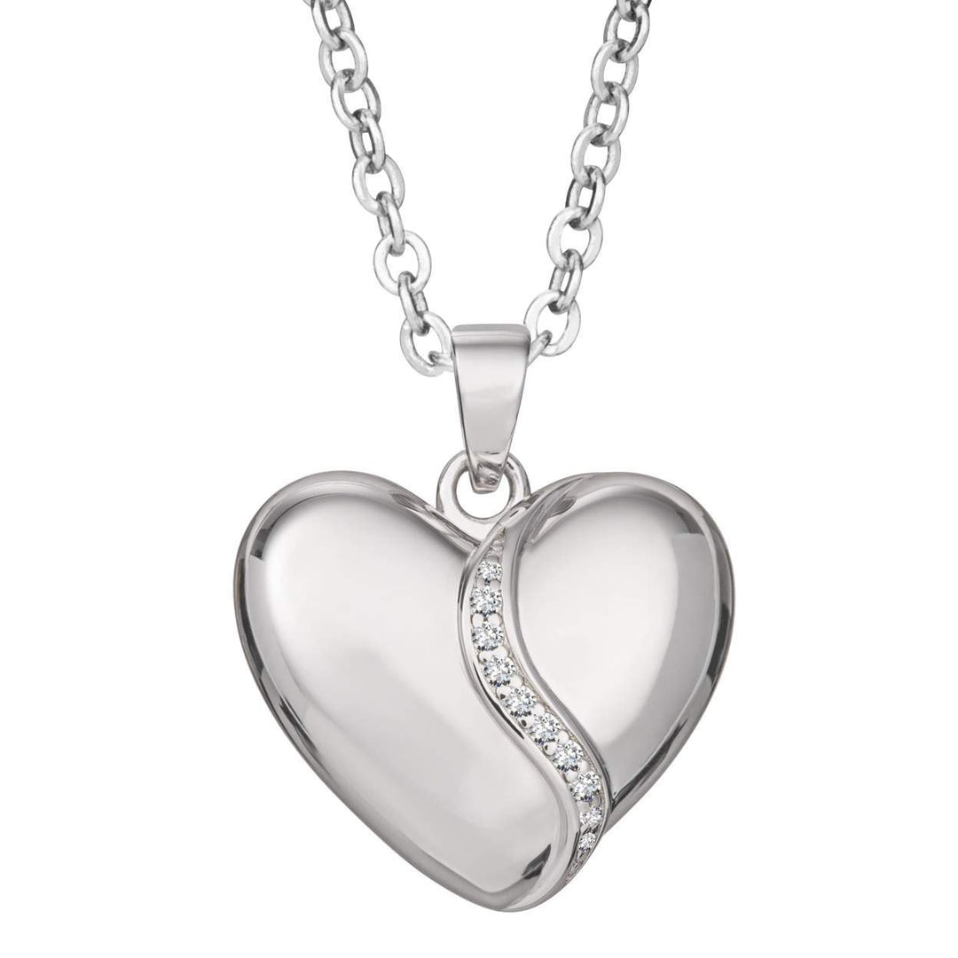 Silver Heart Shaped Memorial Ashes Pendant with Crystals (Self-Fill) Memorial EverWith