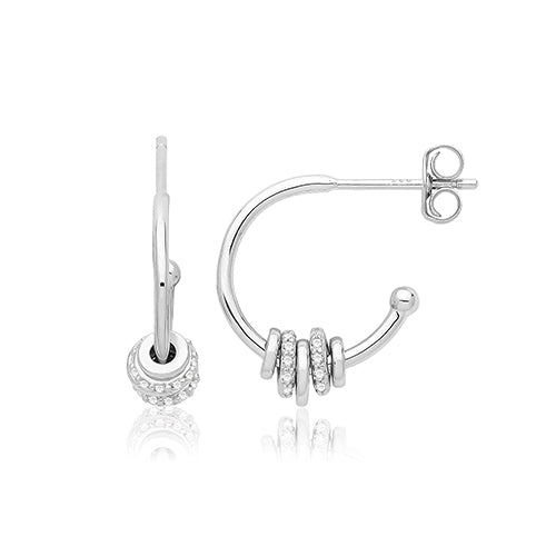 Silver Hoops with Charms Earrings Treasure House Limited 