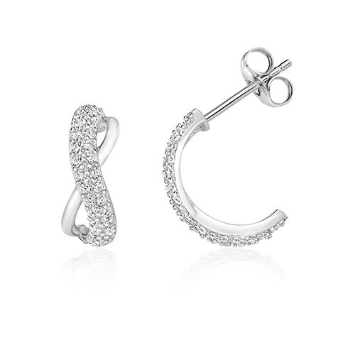 Silver Infinity Half-Hoop CZ Earrings Jewellery Treasure House Limited 