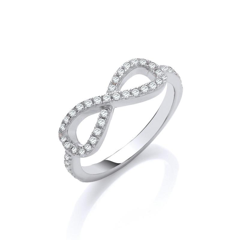 Silver Infinity Ring set with Cubic Zirconia's Rings Carathea