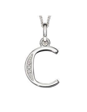Silver Alphabet Initial Pendant with CZ Jewellery Gecko C 