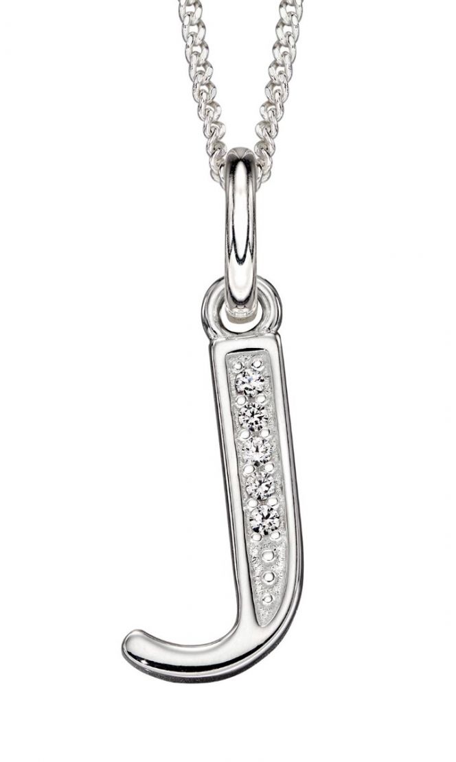 Silver Alphabet Initial Pendant with CZ Jewellery Gecko J 